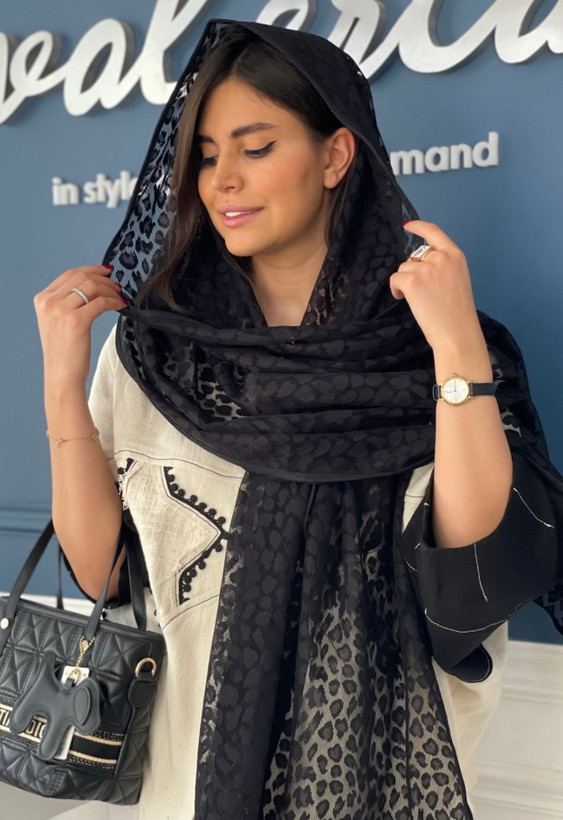 شال مشکی تور پلنگی( تک و عمده)