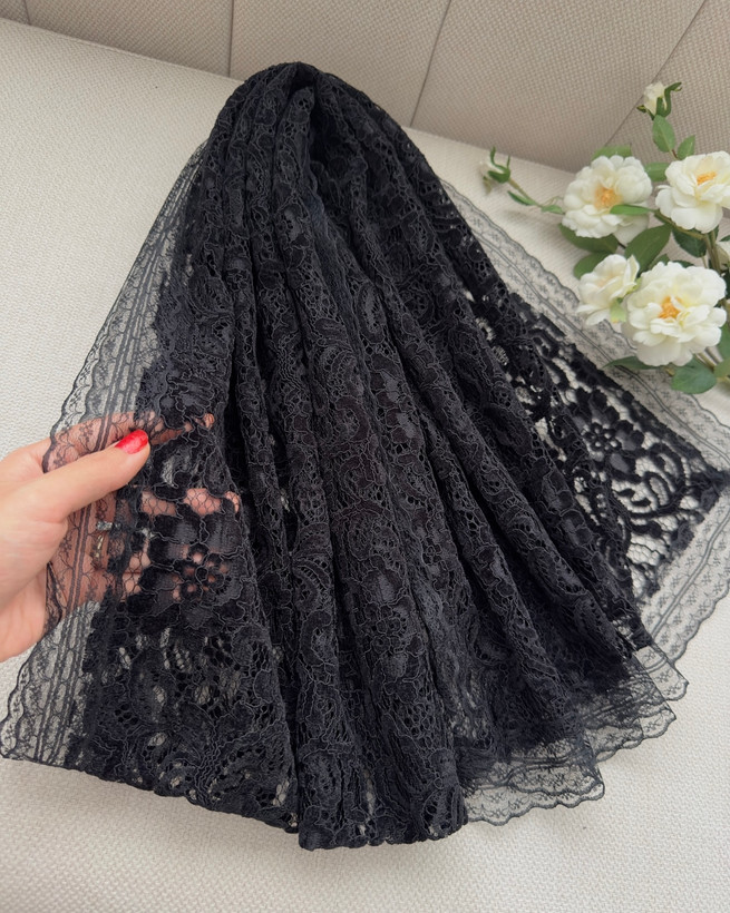 شال مجلسی مشکی،دور تور،دانتل مخمل فرانسه( تک و عمده)