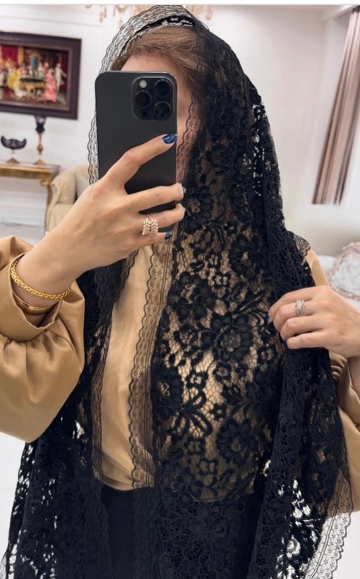 شال مجلسی مشکی،دور تور،دانتل مخمل فرانسه( تک و عمده)