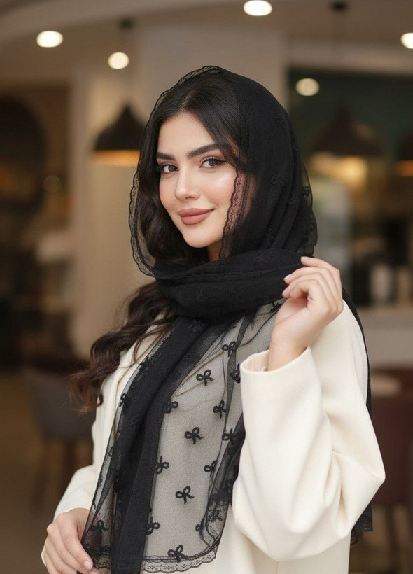 شال پاپیونی تور دور دانتل