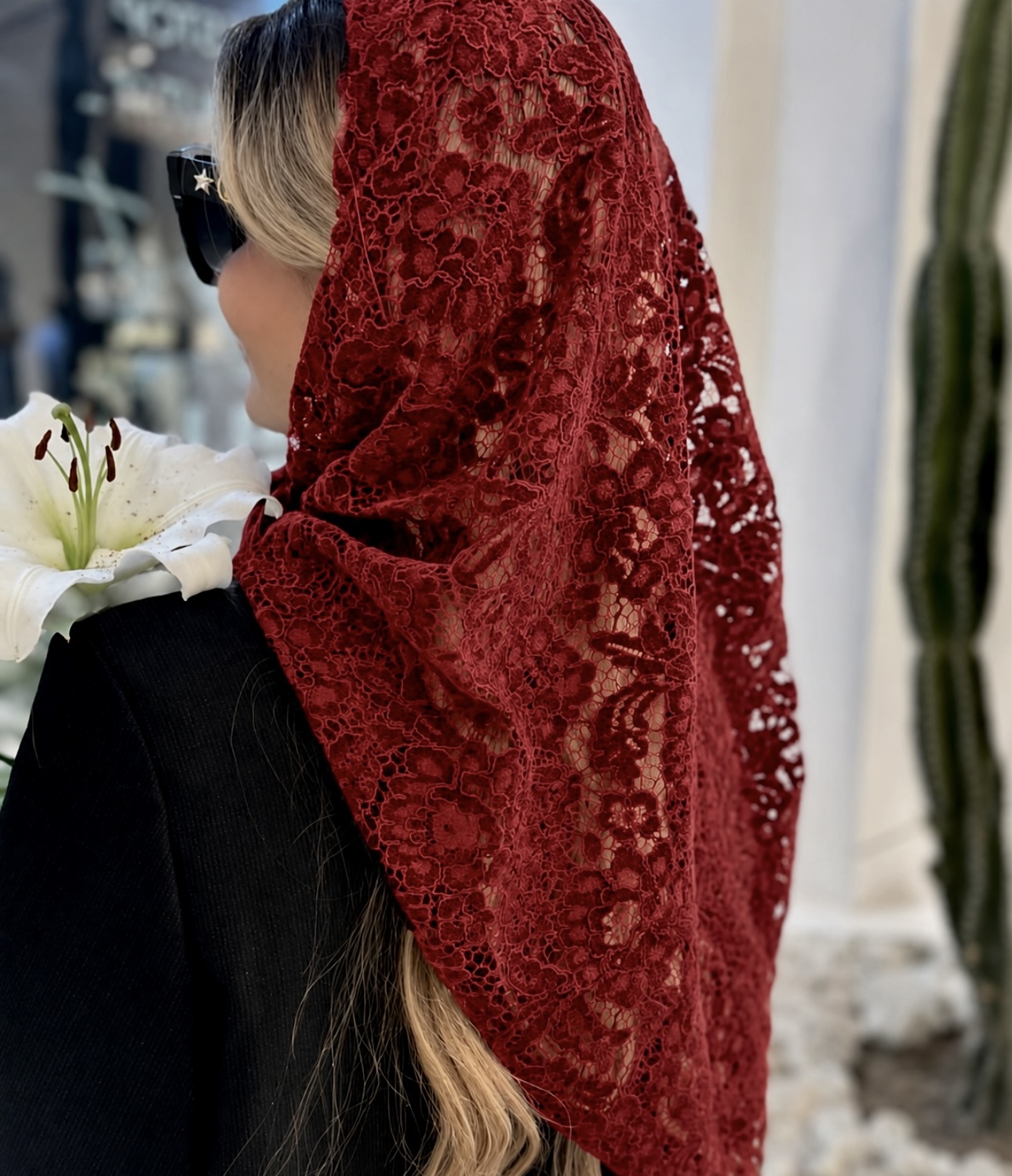 روسری گیپور مخمل فرانسه رنگ قرمز زرشکی (وارداتی)